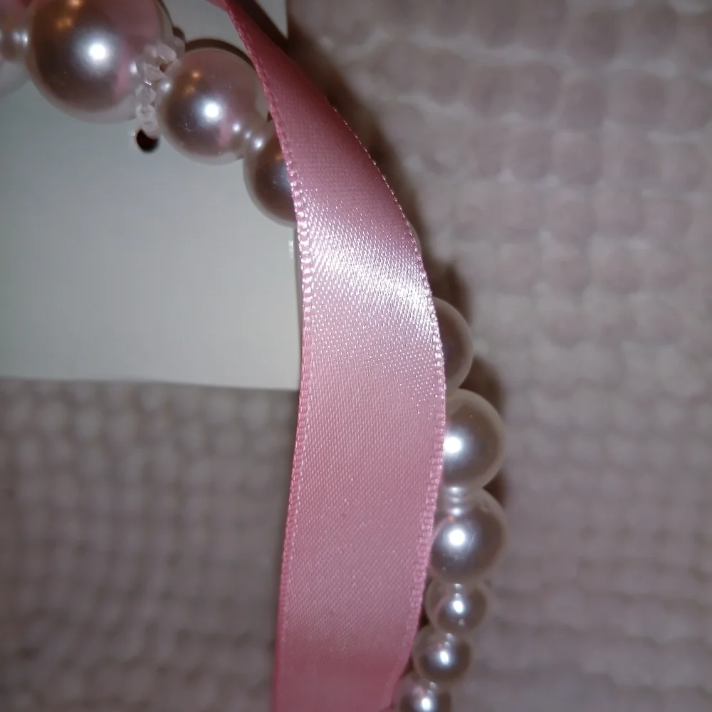 Beautiful Pearl Headband with Pink Bow 🎀🎀